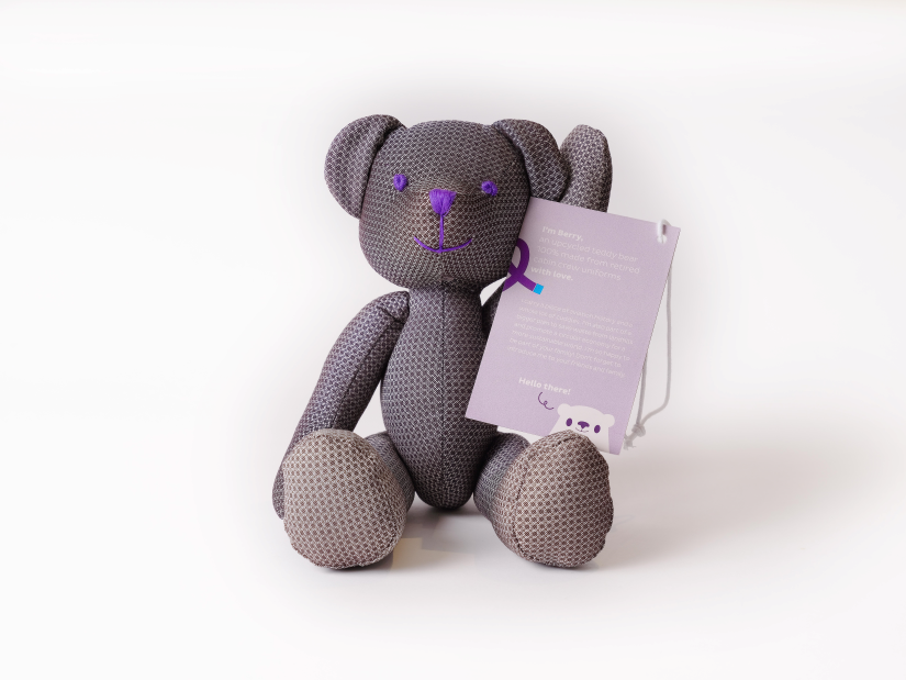 HK Express Upcycled Terry Bear - Berry